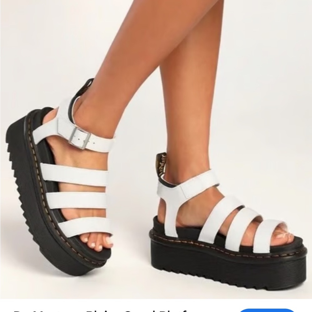 Dr. Martens Blaire Quad White Leather Platform Sandals Women’s Size 7